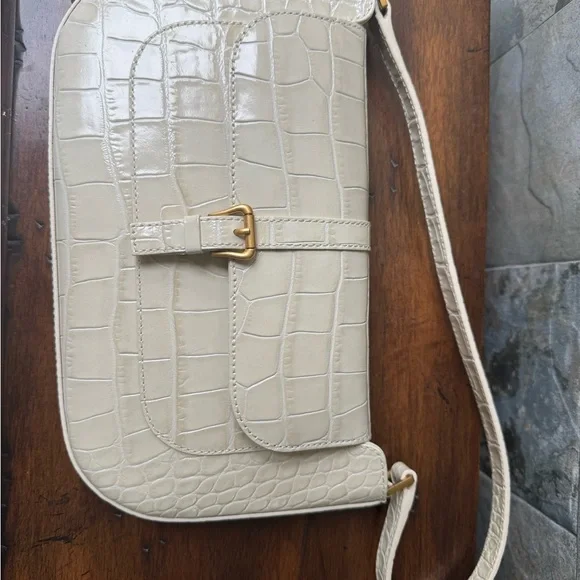By Far Miranda Elegant Cream Croc-Embossed Shoulder Bag - Picture 3 of 6